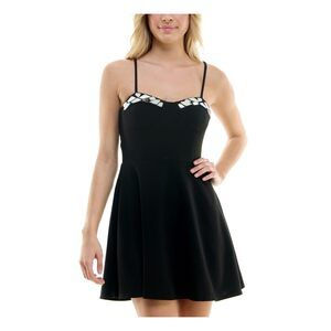 Speechless Womens Juniors Mirror Mini Fit & Flare Dress Black 7